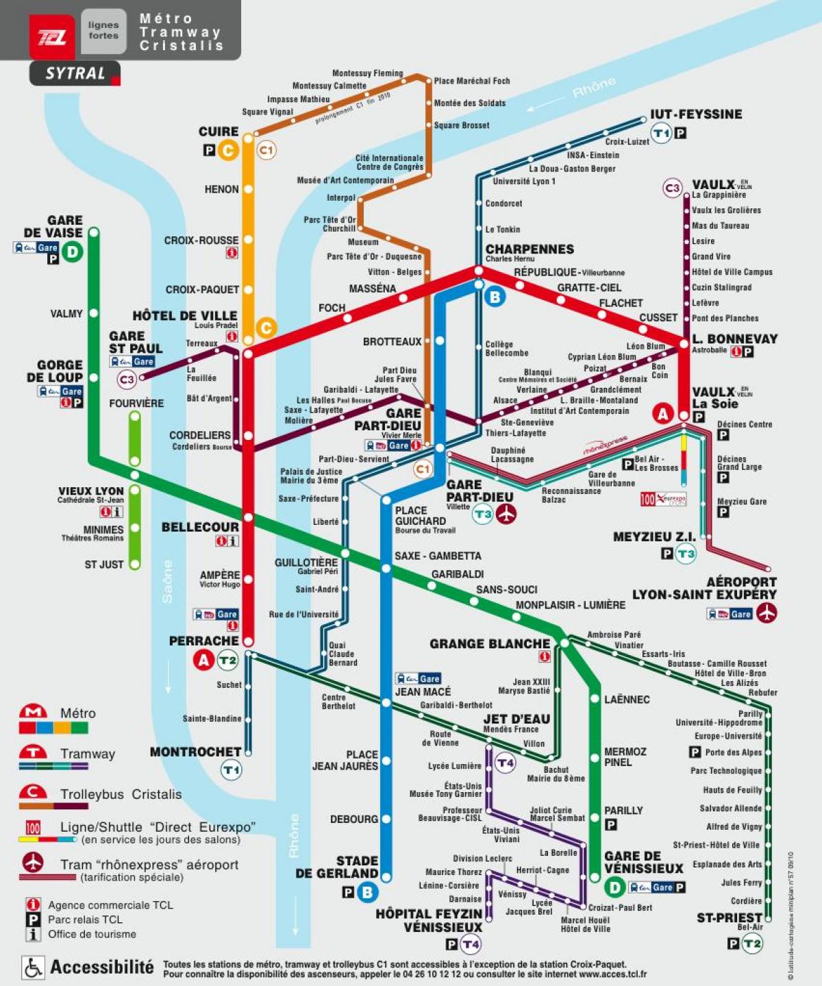 Carte de métro de Lyon