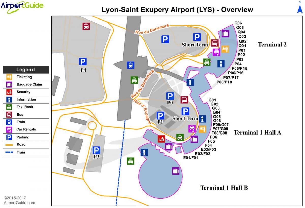 Lyon (france) plan de l'aéroport