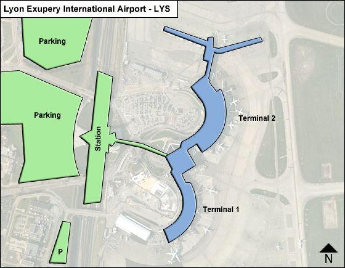 Carte de l'aéroport de Lyon terminal