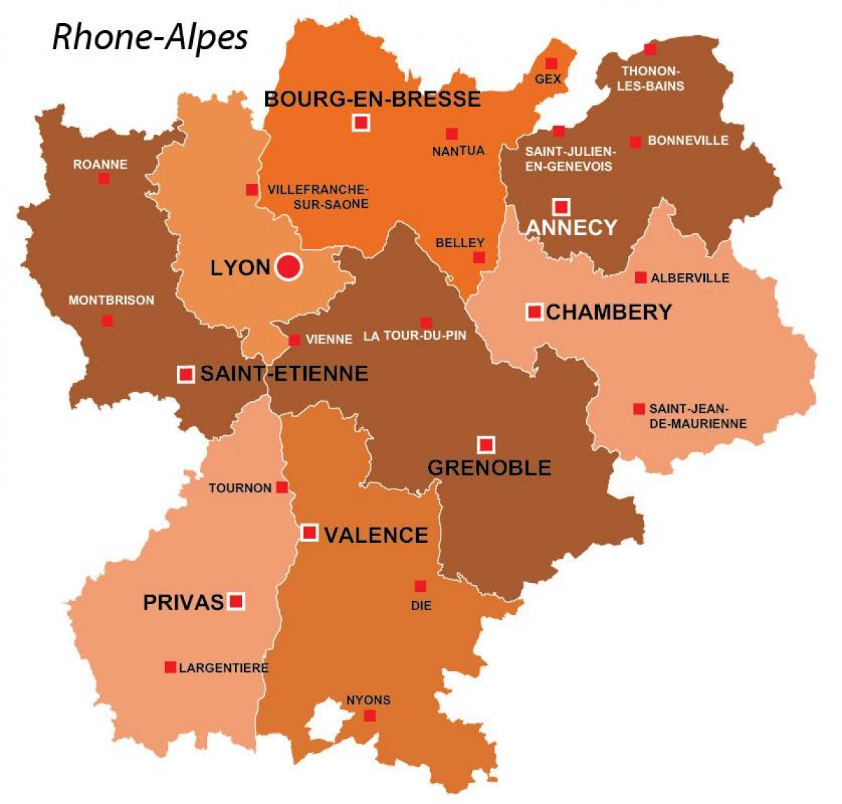 Lyon de la région carte de france