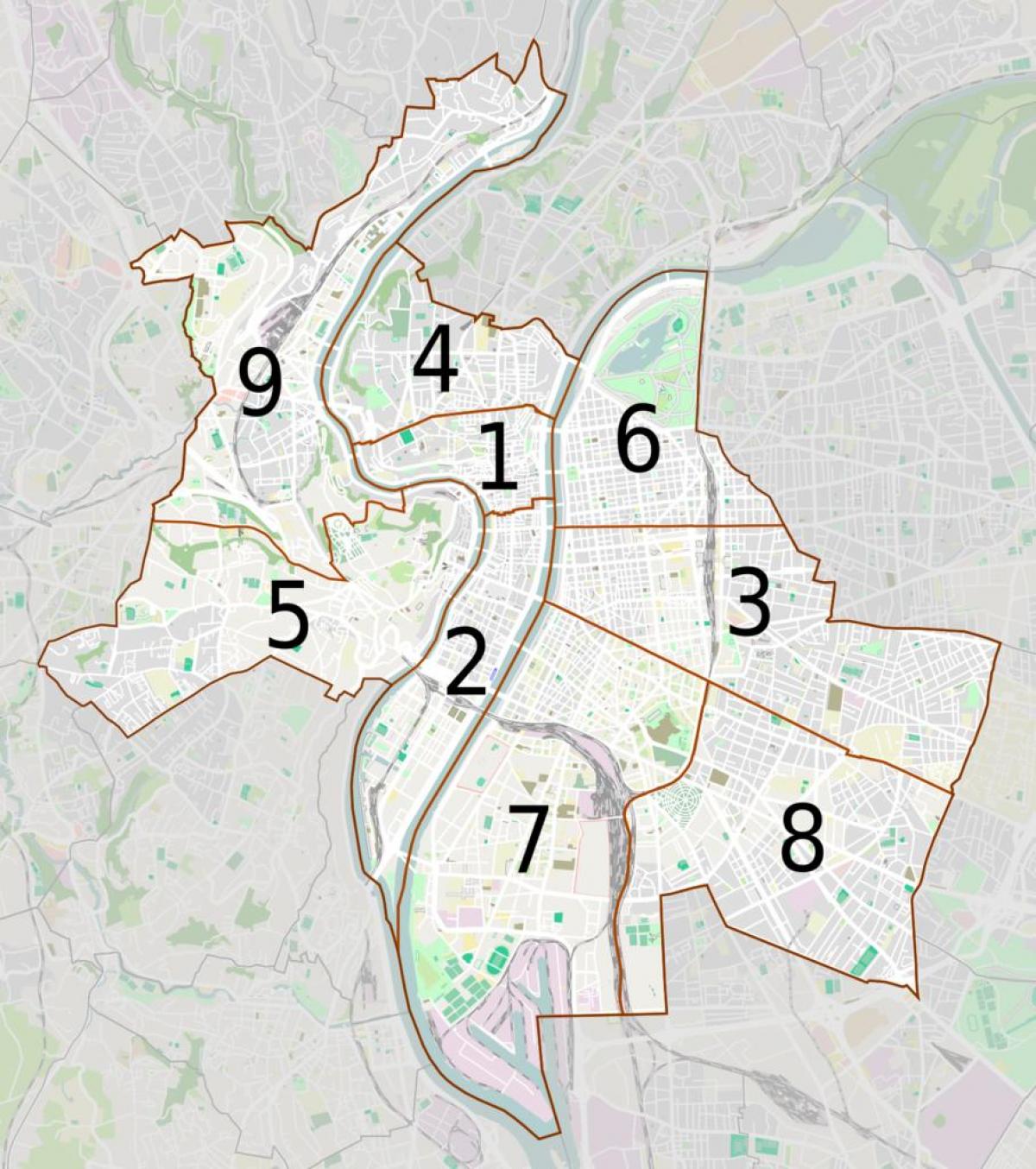 carte des arrondissements de Lyon