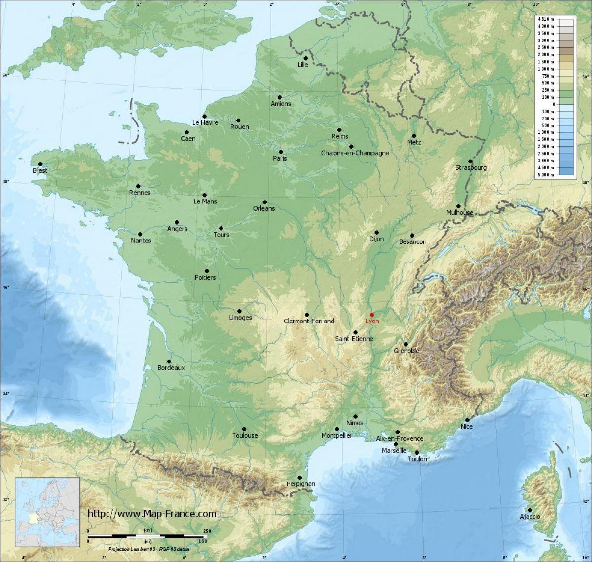 carte géographique de Lyon