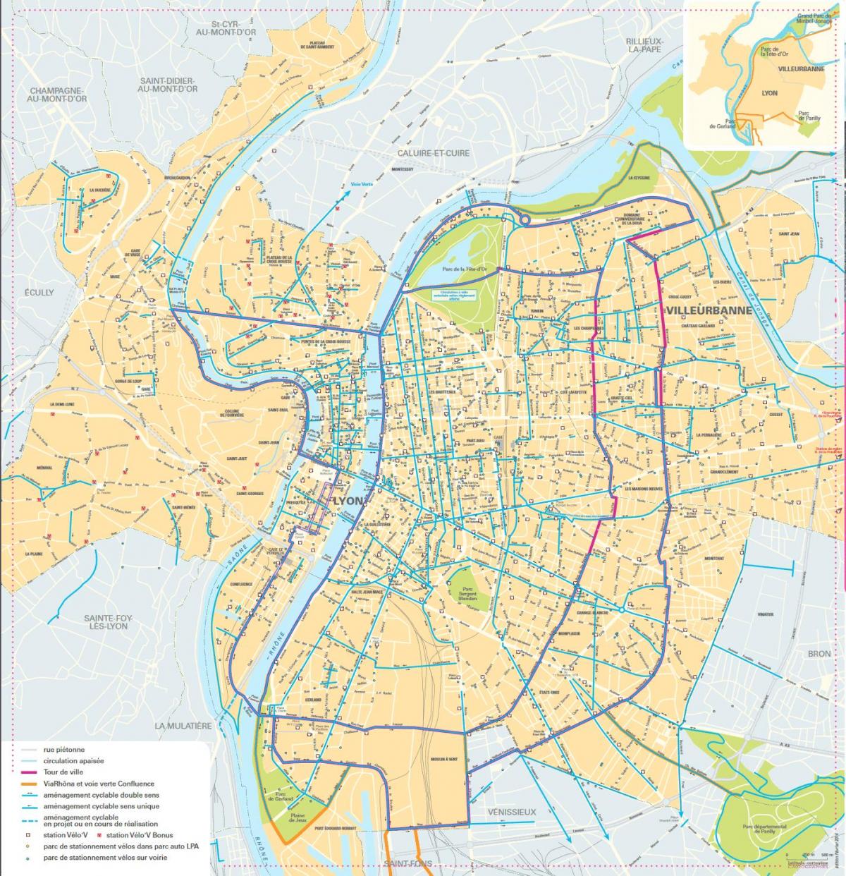 carte de Lyon à vélo