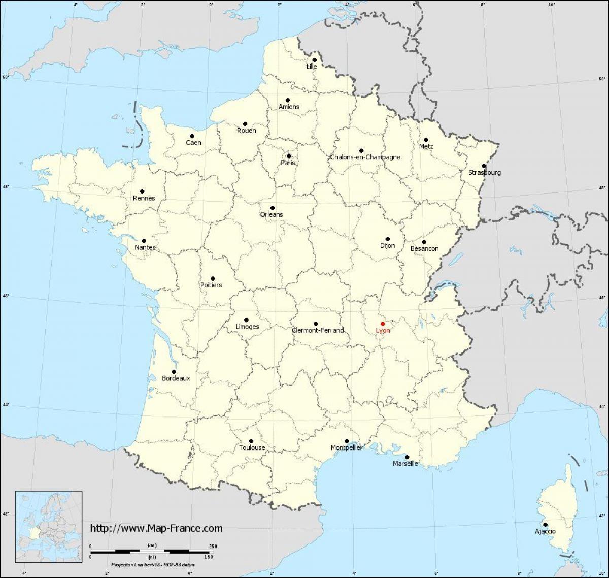 où est Lyon france dans une carte