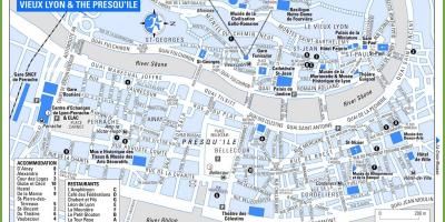 Carte de la vieille ville de Lyon en france