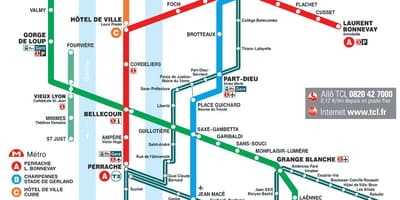 Lyon (france) plan de métro